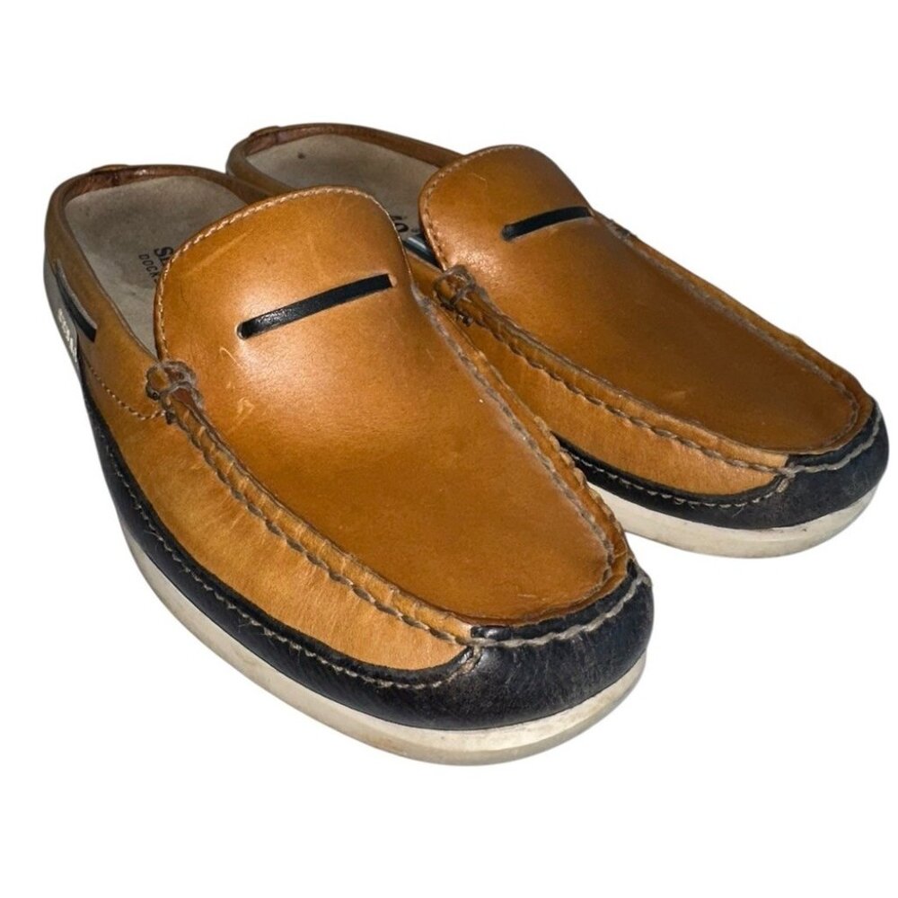 Sebago Womens St Maartens Leather Mules Sz 5.5W Tan Leather Comfort